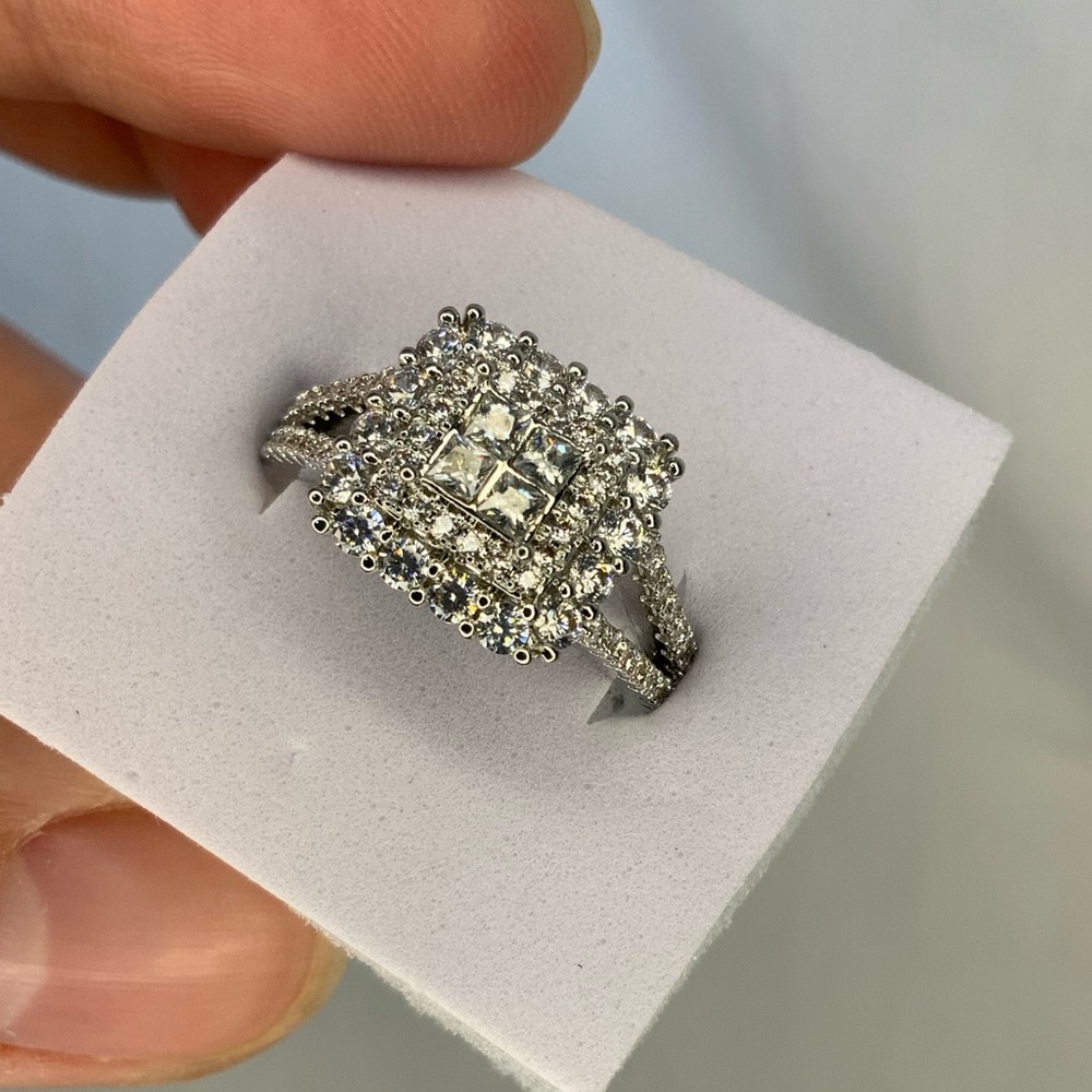 🤍New Square Wedding Engagement Promise Ring Modern Fashion Party Silver Eternal
